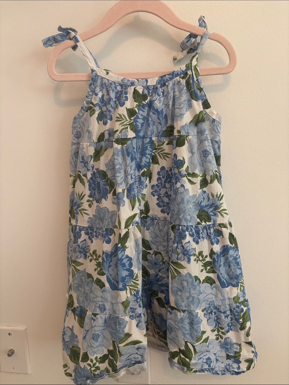 Show Me Your MuMu Blue and White Floral Tie-Strap Dress